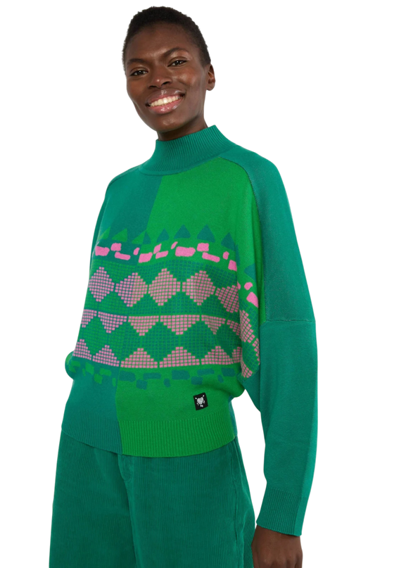 Diamond Loom Egg chunky pullover green