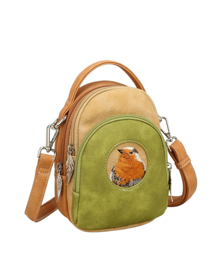 Ditty Hand-/schoudertas/crossbody L. green/Peach/Orange - Roodborstje