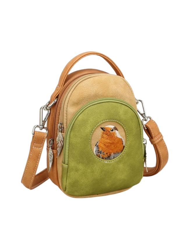 Ditty Hand-/schoudertas/crossbody L. green/Peach/Orange - Roodborstje