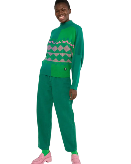 Diamond Loom Egg tjock tröja grön