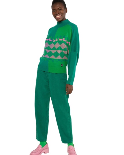 Diamond Loom Egg chunky pullover green