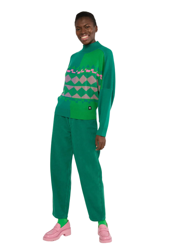 Diamond Loom Egg chunky pullover green
