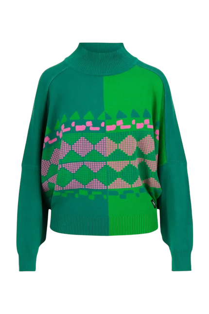 Diamond Loom Egg grob gestrickter Pullover grün