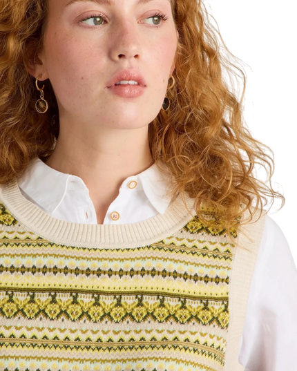 Fairisle Stripe Tank Spencer",  chartreuse multi