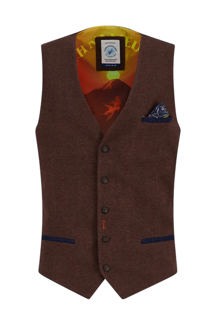 A FISH NAMED FRED Waistcoat Pique Chocolate Brown