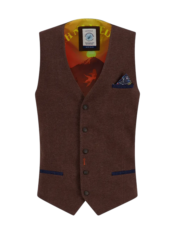A FISH NAMED FRED Waistcoat Pique Chocolate Brown