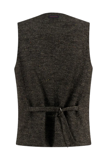A fish named Fred waistcoat brushed herringbone, chocolate brown