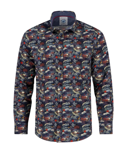 CAMISA A FISH NAMED FRED FUJI DREAM, AZUL MARINO