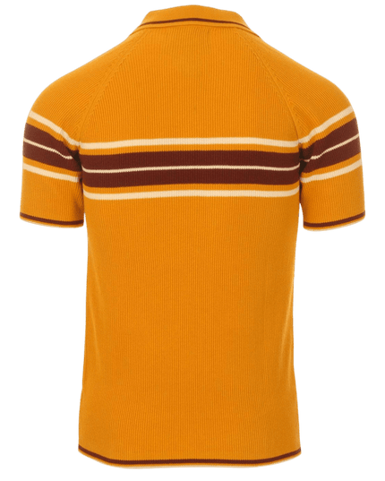 TROJAN Fireball Mod Rib Zip Neck Polo in Golden Glow
