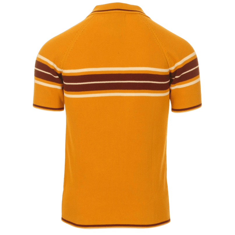 Fireball Mod Rib Zip Neck Polo in Golden Glow