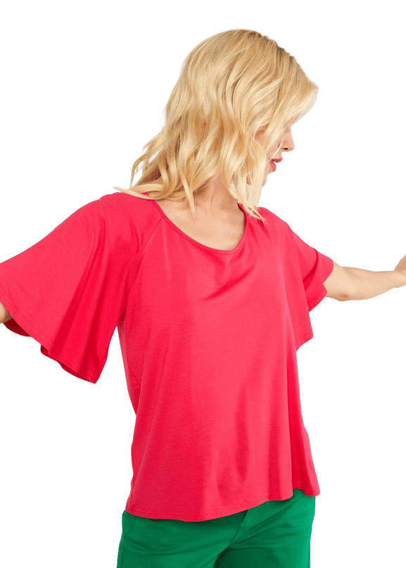 BLUTSGESCHWISTER Fly Little Bird", bold ruby red