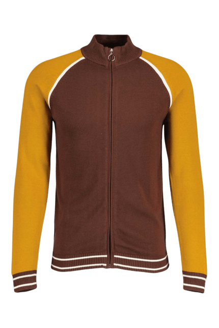 MADCAP Fuller Retro Colour Block Raglan Sleeve Knitted Track Top