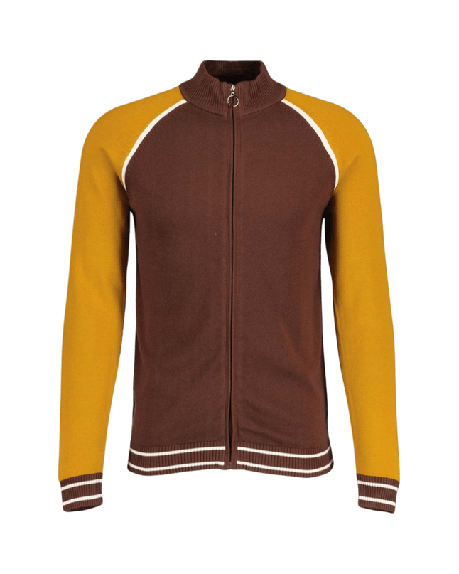 Fuller Retro Colour Block Raglan Sleeve Knitted Track Top