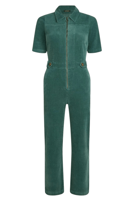 King Louie Garbo Zip Jumpsuit Cord, Matcha Grün