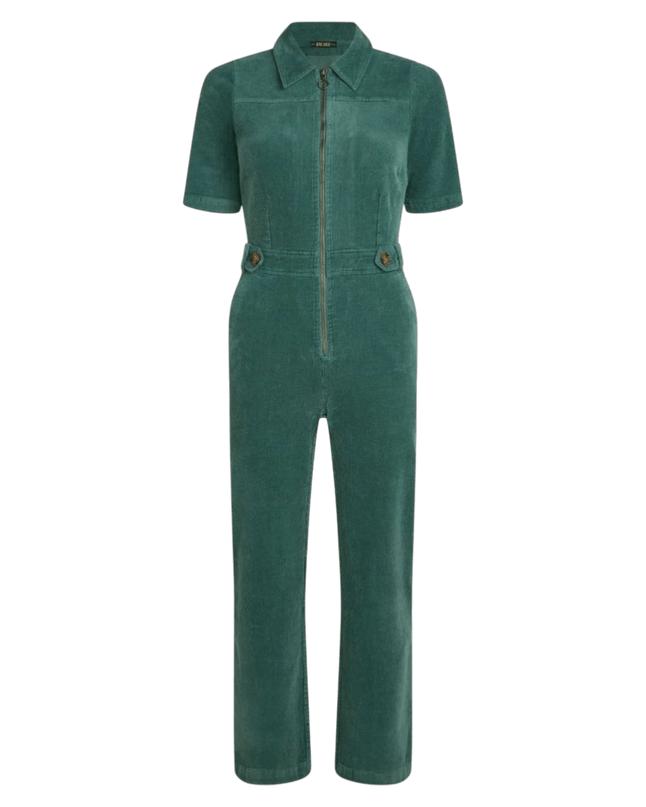 King Louie Garbo Tuta con zip in velluto a coste, verde matcha