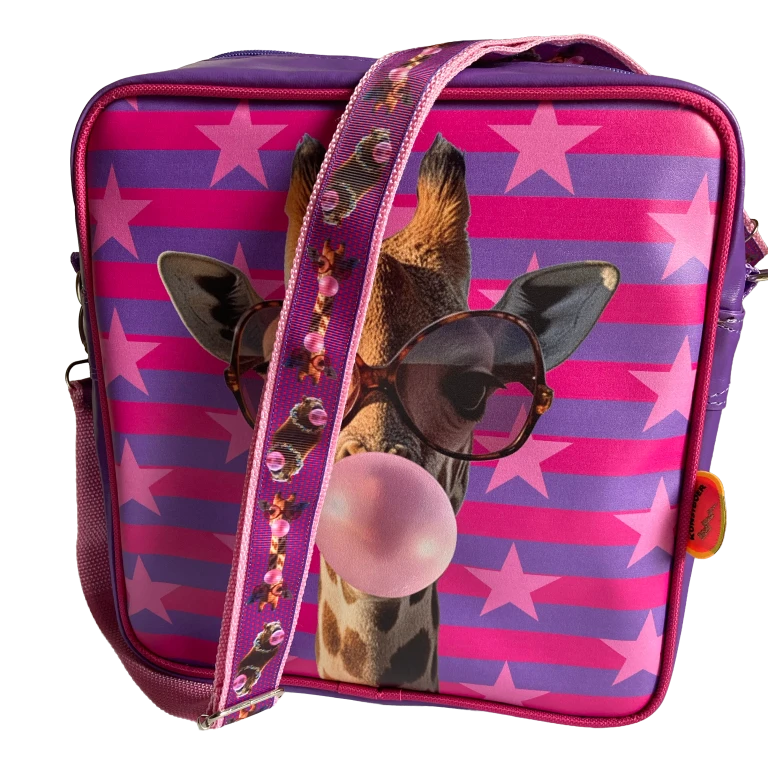 KUNSTBOER SQUARE SHOUDERBAG GIRAFFE BUBBLE GUM