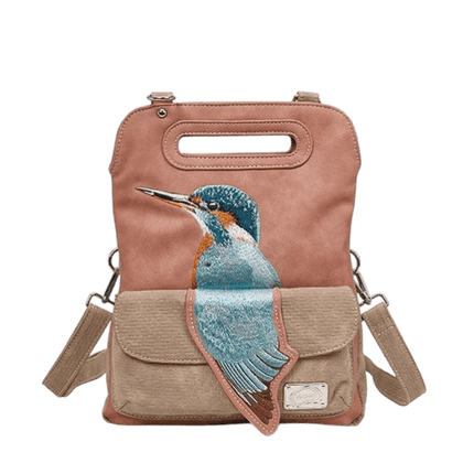hand- / schoudertas / clutch "King Fisher", pink/ beige