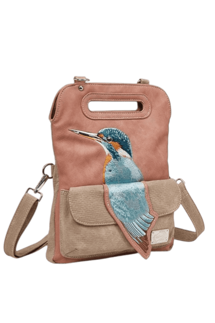 hand- / schoudertas / clutch "King Fisher", pink/ beige