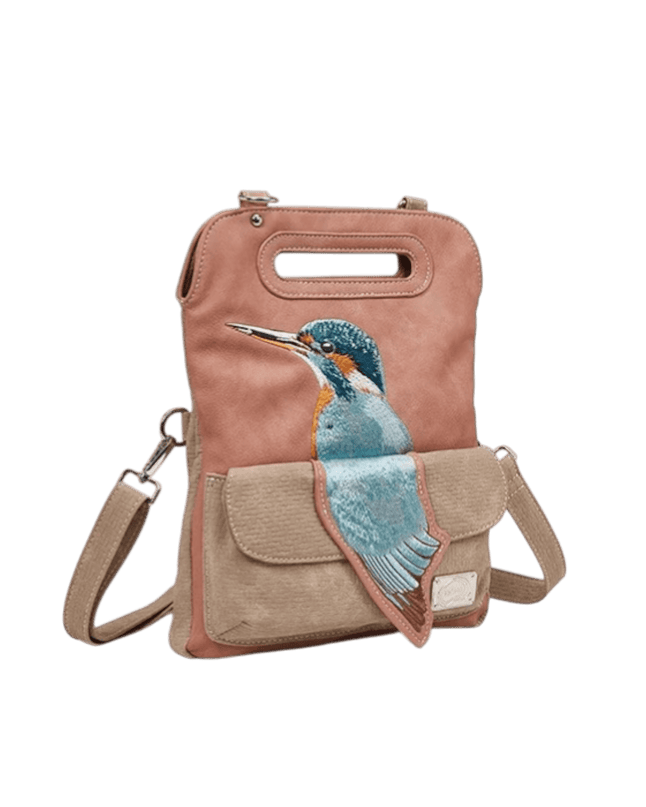 hand- / schoudertas / clutch "King Fisher", pink/ beige