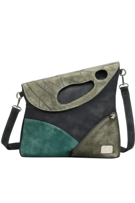Hand/Schoudertas Leaf Dark Grey/Silver - Rok&Billie, The Unique Rebel Boutique