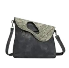 Hand/Schoudertas Leaf Dark Grey/Silver - Rok&Billie, The Unique Rebel Boutique