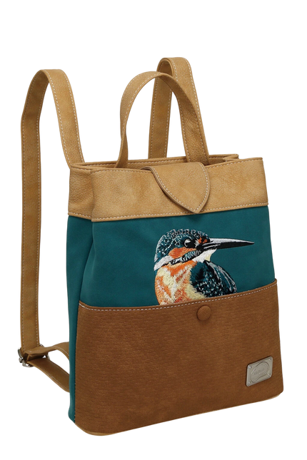 HI-DI-HI TAS "SONG SONG BLUE", PETROL/ PASTEL/ COGNAC