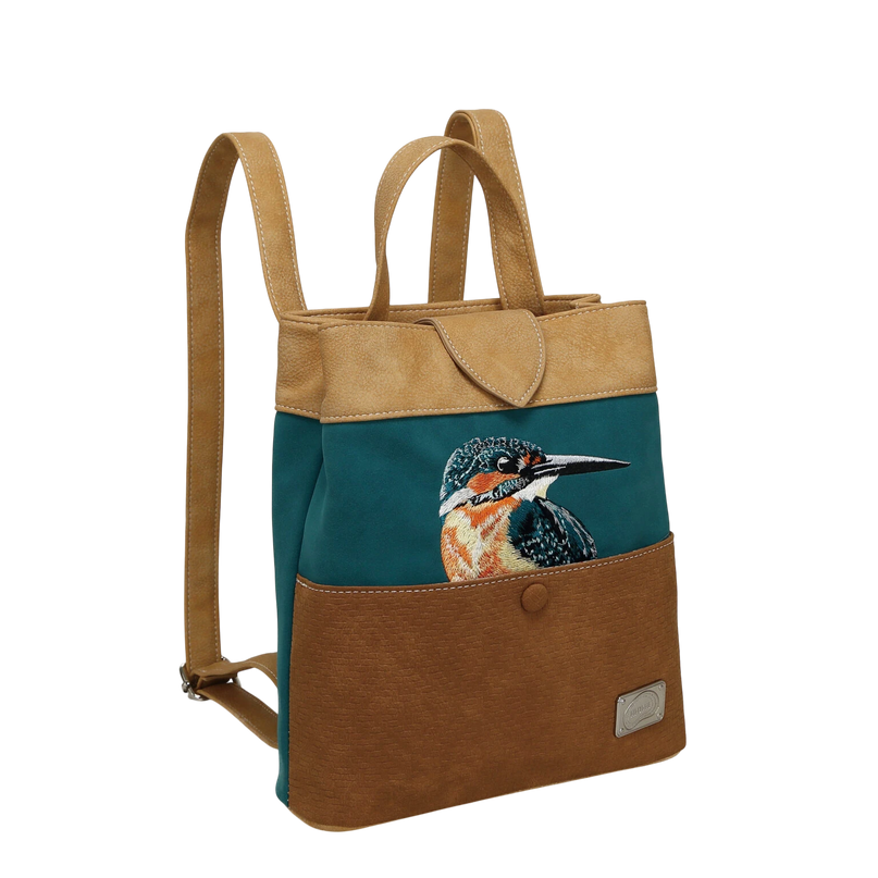 HI-DI-HI TAS "SONG SONG BLUE", PETROL/ PASTEL/ COGNAC