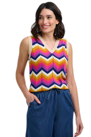 ROSY KNIT VEST MULTI , SUNSET CHEVRON