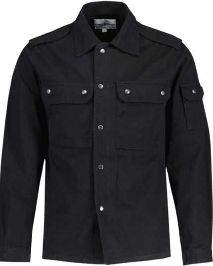 Camisa chaqueta militar retro Interstellar con hombreras en negro