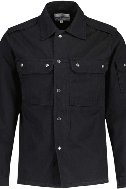 MADCAP Interstellar Retro Military Shirt Jacket with Epaulets in Black