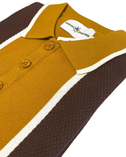 Polo tricoté Mod Junot à panneaux rayés gaufrés Buckthorne