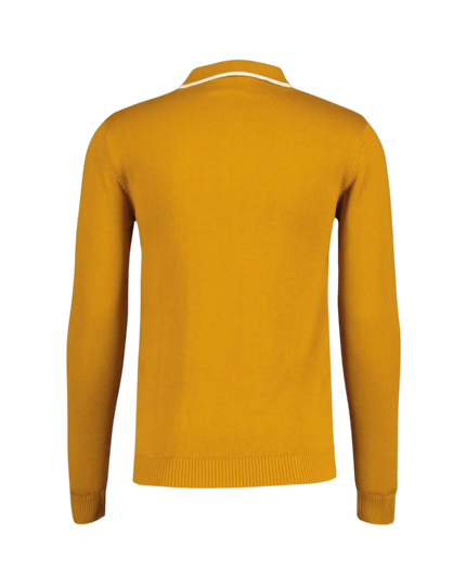 Polo tricoté Mod Junot à panneaux rayés gaufrés Buckthorne