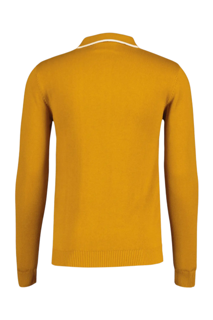 MADCAP Junot Mod Waffle Stripe Panel Knit Polo Buckthorne