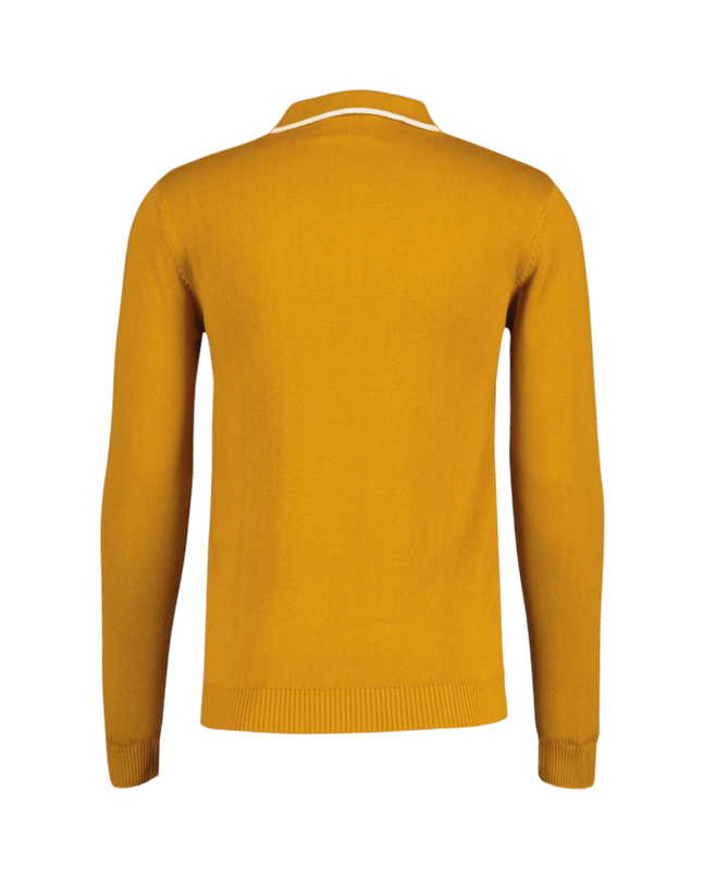 Junot Mod Waffle Stripe Panel Knit Polo Buckthorne