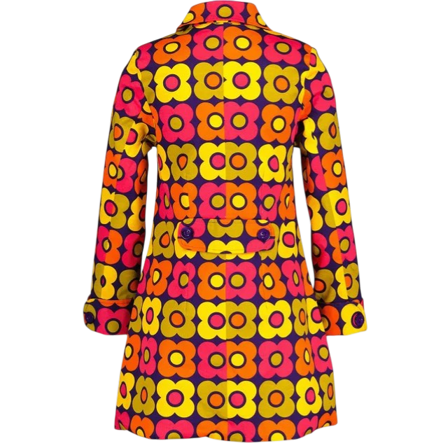 Karina Retro Flower 60s Swing Coat, Purple