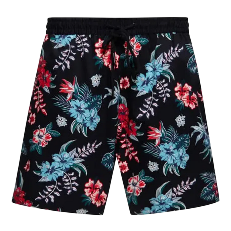 KING KEROSIN KORTE BROEK HIBISCUS, BLACK