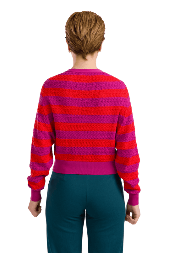 Knitwear Cardigan - Fuchsia Stripes