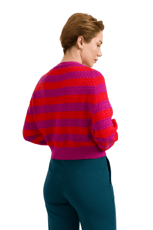 Knitwear Cardigan - Fuchsia Stripes
