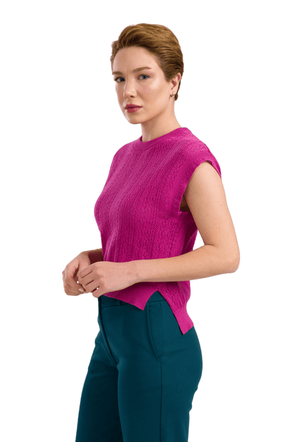 LALAMOUR Knitwear Pippa Top - Fuchsia