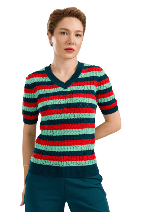 Knitwear Sweater V-Neck Short Sleeve