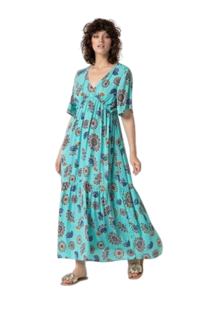SURKANA lange jurk, turquoise