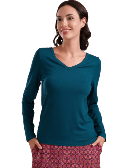 LALAMOUR Lynn Top, ecovero plain petrol