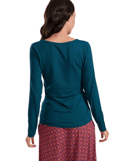 LALAMOUR Lynn Top, ecovero plain petrol