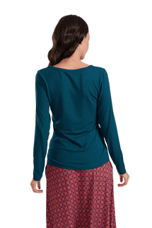 LALAMOUR Lynn Top, ecovero plain petrol