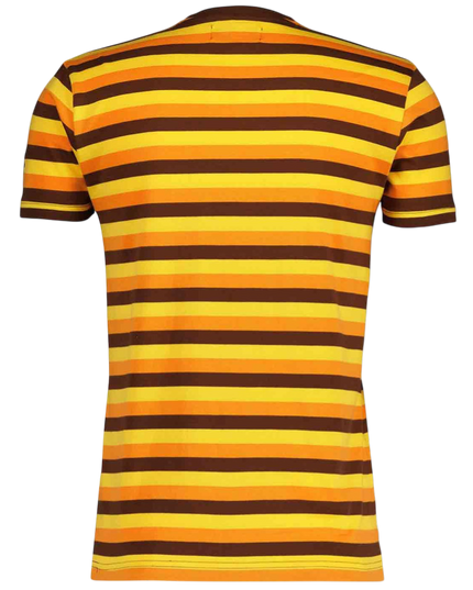 Beatwave Retro 70s Surf Stripe T-shirt in Orange/Yellow/Brown