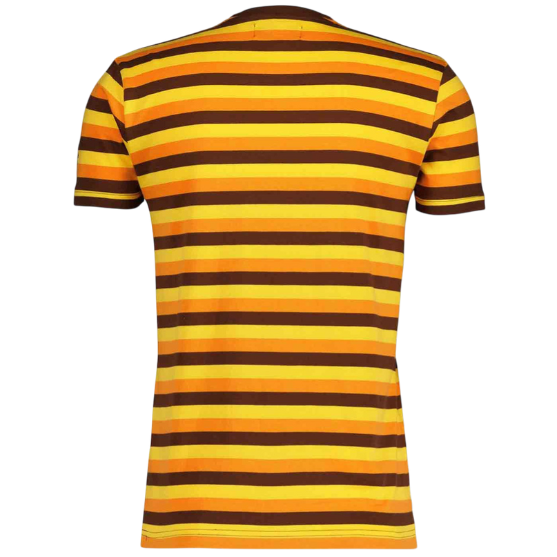 Beatwave Retro 70s Surf Stripe T-shirt in Orange/Yellow/Brown