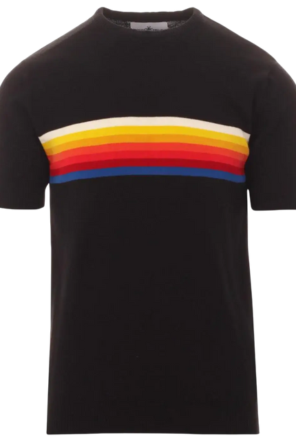 Britpop Regnbue Stribet Strikket T-shirt