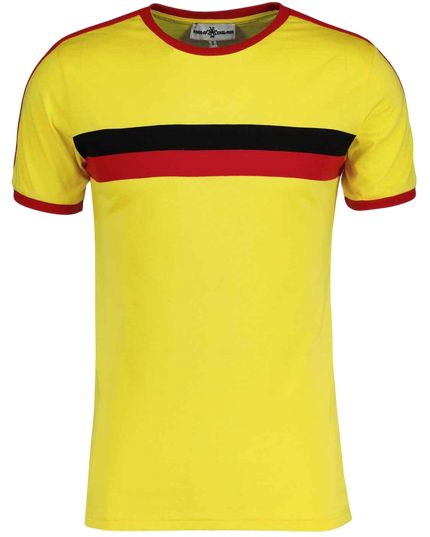 Disco Ringer Retro 70s Stripe Tee in Yellow