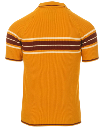 Fireball Mod Rib Zip Neck Polo in Golden Glow