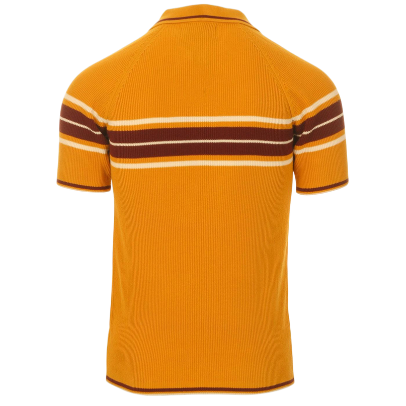 Fireball Mod Rib Zip Neck Polo in Golden Glow
